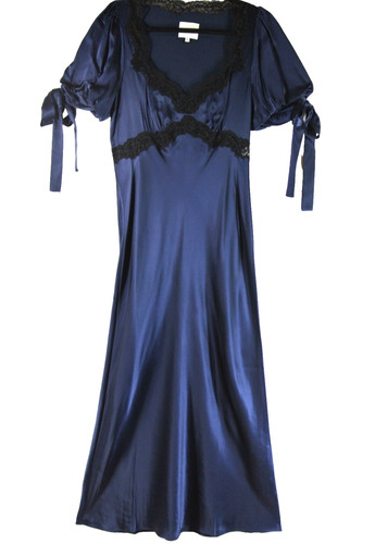 NUOVO Abito in seta Reformation X Kacey Musgraves Stella colore navy Taglia 10 #MD443