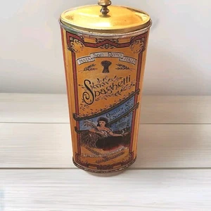 Vintage San Remo Pasta Italia Spaghetti Tin Metal Oval Storage Tin with Lid - Picture 1 of 11