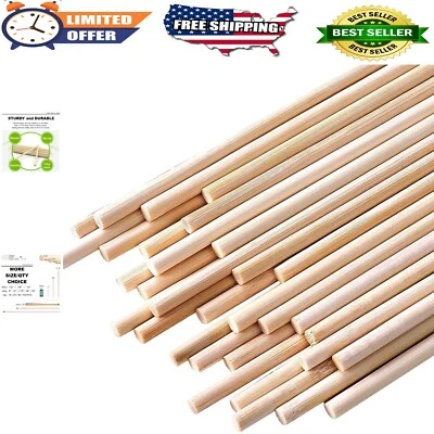 Paquete de 25 varillas de pasador de bambú duraderas - 1/4 de pulgada de diámetro, liso 17,5 pulgadas de longitud Foto 1 de 4