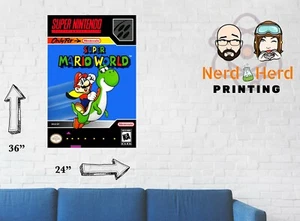 Super Mario World Nintendo Box Art Poster SNES più dimensioni 11x17-24x36 - Foto 1 di 2