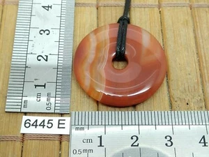 Donut AGATE ROUGE 30 mm + cordon reglable lithotherapie pendentif collier - Picture 1 of 2