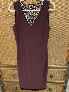 WHBM REVERSIBLE SHEATH DRESS WOMENS SZ M ~ ANIMAL PRINT REVERSE SOLID CABERNET - Picture 1 of 11