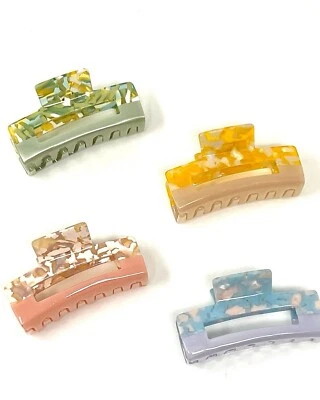 Pinza para el cabello, pinzas para el cabello de mármol medio, color de contraste geométrico, clip acrílico Foto 1 de 4