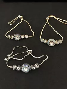 Evil Eye Schieberegler Armband Swarovski Elemente vergoldet verstellbar - Bild 1 von 10