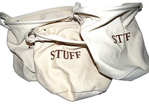 Lote de 3 bolsas de transporte de lona utilitarias STUFF con asas bolsas de almacenamiento reutilizables - Imagen 1 de 16