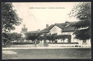 CPA Aureil, La Mairie et les Ecoles 1909 - Picture 1 of 2