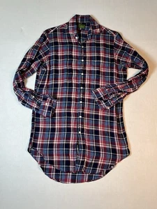 Camisa de franela Sid Mashburn roja 100 % lino manga larga abotonada para hombre pequeña - Imagen 1 de 5