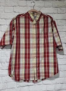 Camisa a Cuadros PURITAN Calce Clásico Abotonada Para Hombre Grande Roja Amarilla Mangas Cortas - Imagen 1 de 7