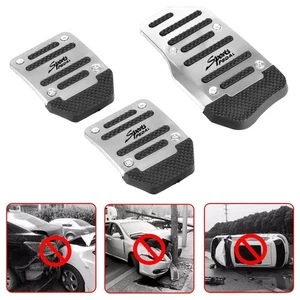 Silver 3x Brake Gas Pad Non-slip Pedals Set Fit Cover Manual Car Universal USA - Picture 1 of 8