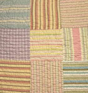 Vintage 1990’s Cutter Quilt Piece 21” x 21” Pretty Pastel Stripes!! #3 - Picture 1 of 12