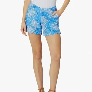 NWT Lilly Pulitzer Buttercup Knit Shorts Boca Blue Croc And Lock It Size 6 - Picture 1 of 6