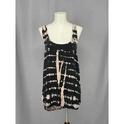 Camiseta sin mangas Gypsy 05 para mujer XS negra beige tie dye espalda deportiva 100 % seda cuello redondo Foto 1 de 4