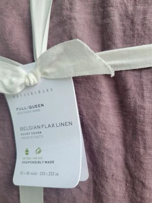 Pottery Barn Belgian Flax Linen Fringe Ruffle Duvet Cover Full/Queen Fig Color - Image 1 of 3