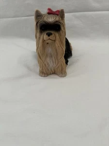 Long Hair Yorkshire Terrier Figurine With Hair Bow - Picture 1 of 5