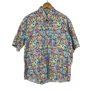 Alan Flusser Men’s L Floral Button Up Shirt Short Sleeve 100% Cotton Resort - Picture 1 of 6