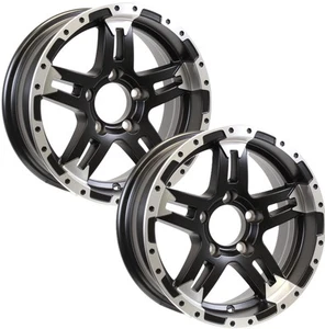 Paquete de 2 ruedas de remolque de aluminio eCustomrim 14X5,5 5 orejetas 4,5 Turismo negro mate - Imagen 1 de 5