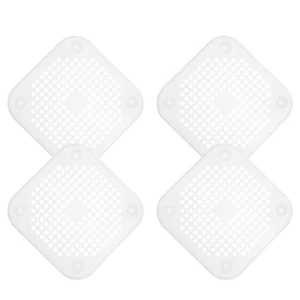 4pcs Shower Drain Hair Catcher 5.7" Dia Square Drain Cover for Shower White - Picture 1 of 5