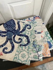 New 4 Nautical Sea Life Outdoor Throw Pillow Covers Beach Coastal designs 17x17 - Picture 1 of 5
