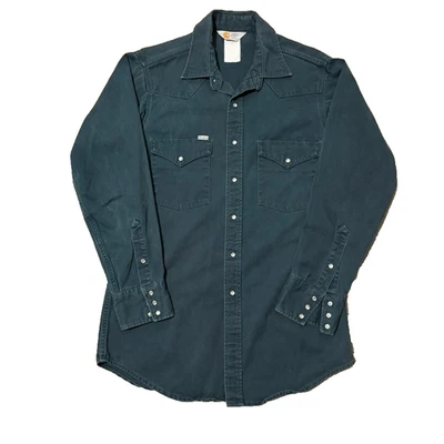 Camisa a Presión Carhartt Western Vintage Grande Verde Resistente Equipo Exterior Años 90 Foto 1 de 4