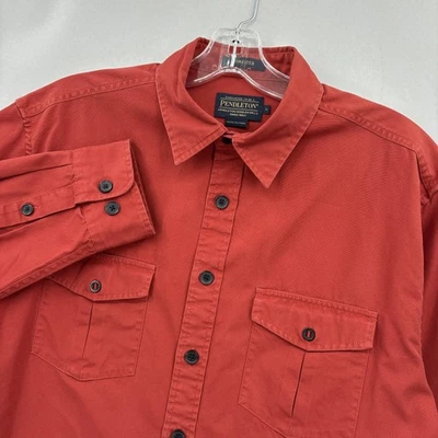 Pendleton Shirt Mens Large Red Forester Cotton Canvas Work Button Front Pockets - Image 1 of 4