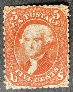 USA 1861 5 cent brownish orange stamp mint hinged no gum - Picture 1 of 2