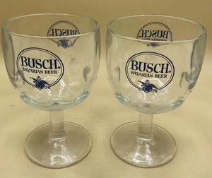 Par de tazas cáliz de vidrio transparente copa con estampado de cerveza Busch vintage - Imagen 1 de 4