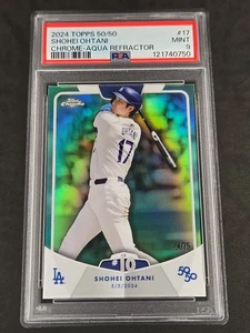 2024 Topps 50/50 17 Shohei Ohtani HR #10 Aqua Refractor 24/75 PSA 9 COMO NUEVO Dodgers - Imagen 1 de 3