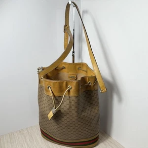 Gucci Bucket Schultertasche Beige Micro GG Sherry Line PVC Gebraucht Original - Bild 1 von 12