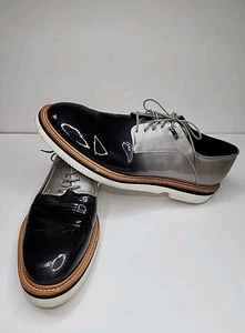 CESARE PACIOTTI HERREN SCHWARZ GRAU LACKLEDER OXFORD SCHUHE 49602 UK 10 / US 11 - Bild 1 von 10