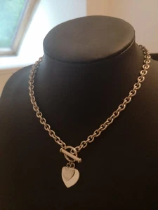 Collana con ciondolo cuore catena grossa argento sterling pesante vintage - Foto 1 di 6