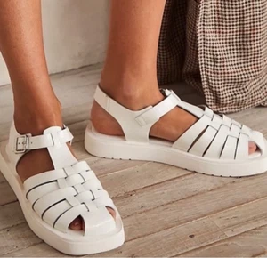 Free People Finn Fisherman Plateau Italienische Leder Sandalen in Weiß Größe EU 39 - Bild 1 von 10