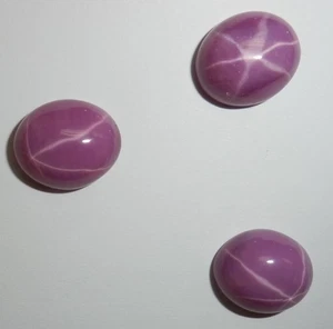 Opaque Star Ruby Oval 12x10 mm Cabochon 6 Rayed Lab-created Stone 3 pieces Lot - Picture 1 of 12