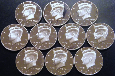 2000 - 2009 S Kennedy Half Dollar Gem Cameo Proof Run 10 Coin Set Clad US Mint Cover