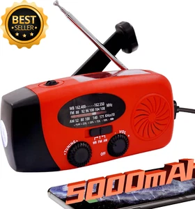 5000mAh Emergency Crank Weather Radio, NOAA/FM/AM, LED Flashlight, Phone Charger - Picture 1 of 12