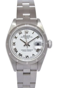 Rolex Date Stainless Steel White Roman Dial Ladies 26mm Oyster Watch Y 79190 - Picture 1 of 10