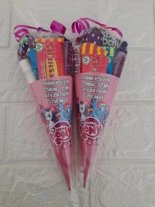 10 SWEET CONES PREFILLED PINK MY LITTLE PONY GIRL PERSONALISED BIRTHDAY PARTY - Picture 1 of 1