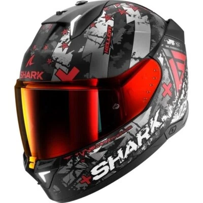 SHARK Helm Skwal i3 HELLCAT matt schwarz-grau-rot incl. Bremslicht und Sonnenbl. - Bild 1 von 2