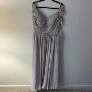 Mori Lee Size 20 NEW #21566 Latte V-neck Pleated A-Line Maxi Dress AD13 - Picture 1 of 9