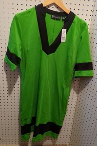 New York Company Medium Green Black Dress Vneck - Picture 1 of 5
