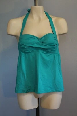 Top Tankini Halter Bisou Bisou Mediano Verde Esmeralda USADO EX Foto 1 de 4