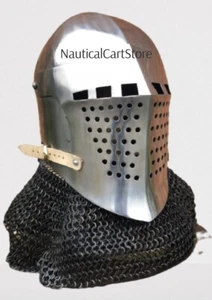 16 Gauge Mittelalter Alexander Helm Kettenhemd gepolsterter Helm, Bascinet Deko - Bild 1 von 10