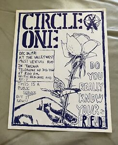 Original Rare 1981 CIRCLE ONE at The VALLEY WEST Flyer Punk 