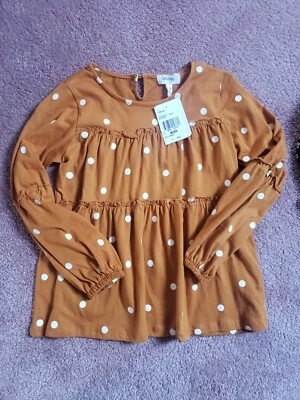 Speechless Kids Girls Top Size M Longsleeve Burnt Orange W Polka Dots New w Tag - Image 1 of 4