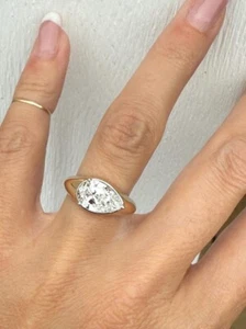 1.00Ct IGI E-VS1 Lab Grown Diamond Bezel Set Engagement Ring 14K Yellow Gold - Picture 1 of 7