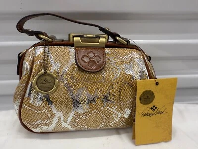 NUEVO CON ETIQUETAS Cartera de Cuero Patricia Nash METÁLICA PITÓN DORADA Antica CARTERA RARA Foto 1 de 4