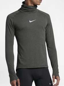NIKE AeroReact Black Grey L/S Cowl Neck Running Training Shirt NEW Mens M L XL - Picture 1 of 11