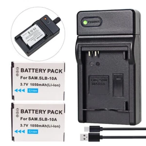 2x Rechargeable Battery for Samsung P1000 ES60 ES55/SL102 PM190 SLB10A +Charger - Picture 1 of 11