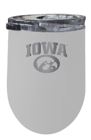 Iowa Hawkeyes 12oz Stainless Steel Insulated Wine Cup Tumbler with Lid Cover