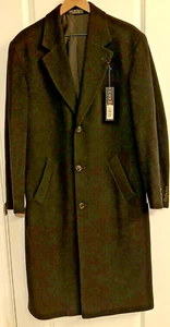 Ron Chereskin Italy Cashmere Blend Black Long Coat Men Size 38R Quality Formal - Picture 1 of 18