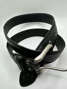 Levi Strauss Signature Black Leather Belt Mens Size 34/85 Square Buckle - Picture 1 of 4